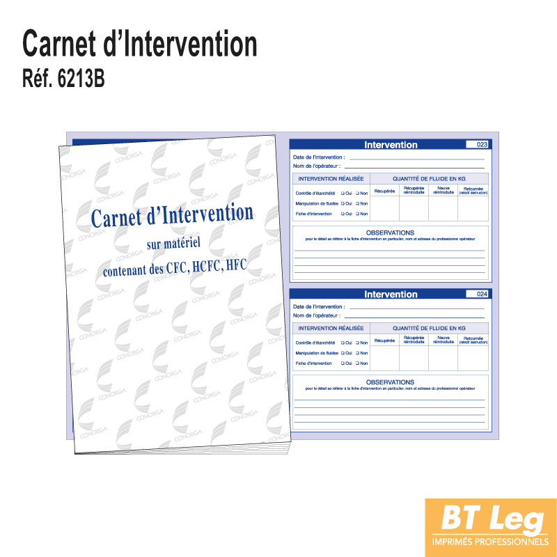 Carnet d'Intervention - Matériel contenant des CFC, HCFC et HFC