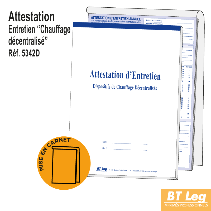 Attestation d'Entretien Chauffage Décentralisé à Combustible Solide