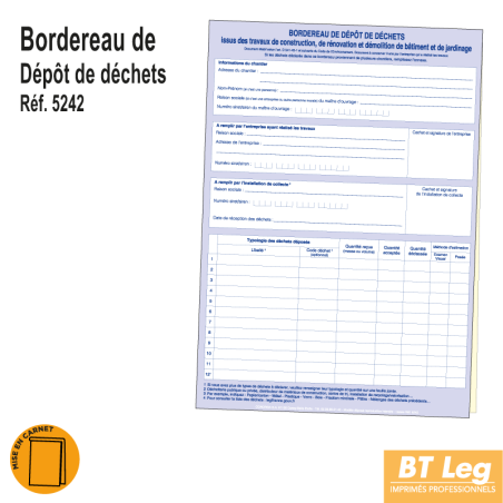 Bordereau de Dépôt de Déchets