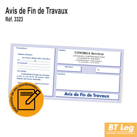 Avis de Fin de Travaux