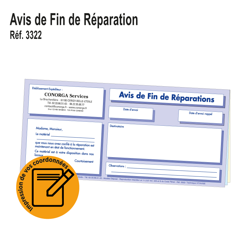 Avis de Fin de Réparation